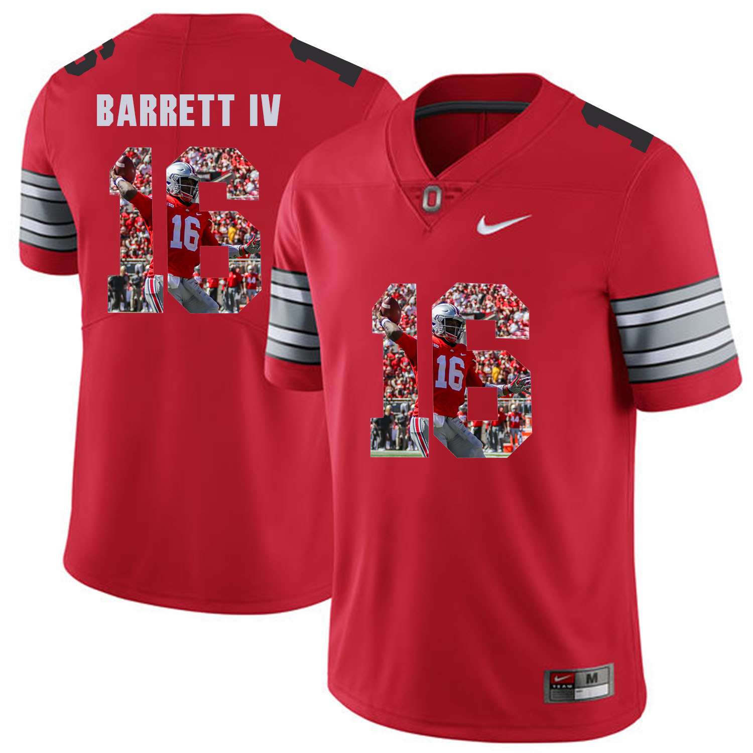 Men Ohio State #16 Barrett iv Red Fashion Edition Customized NCAA Jerseys